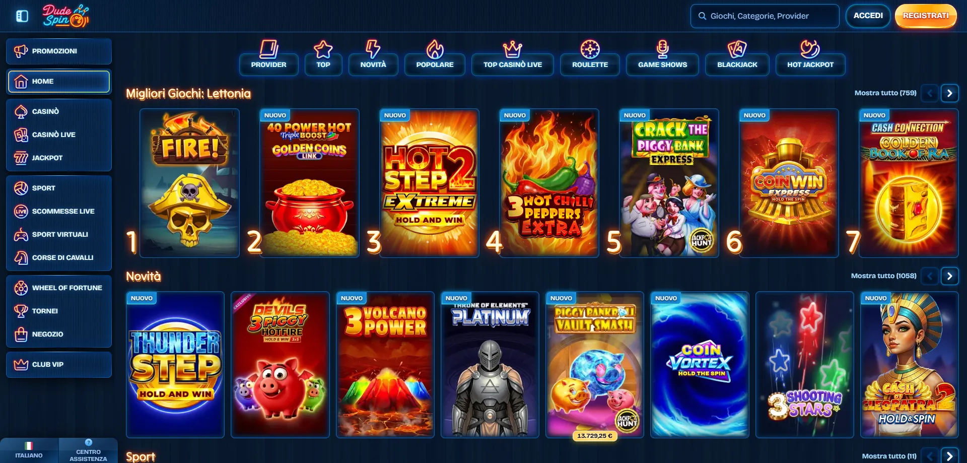 Giochi del casin&ograve; Dudespin online &mdash; oltre 13.700 titoli disponibili